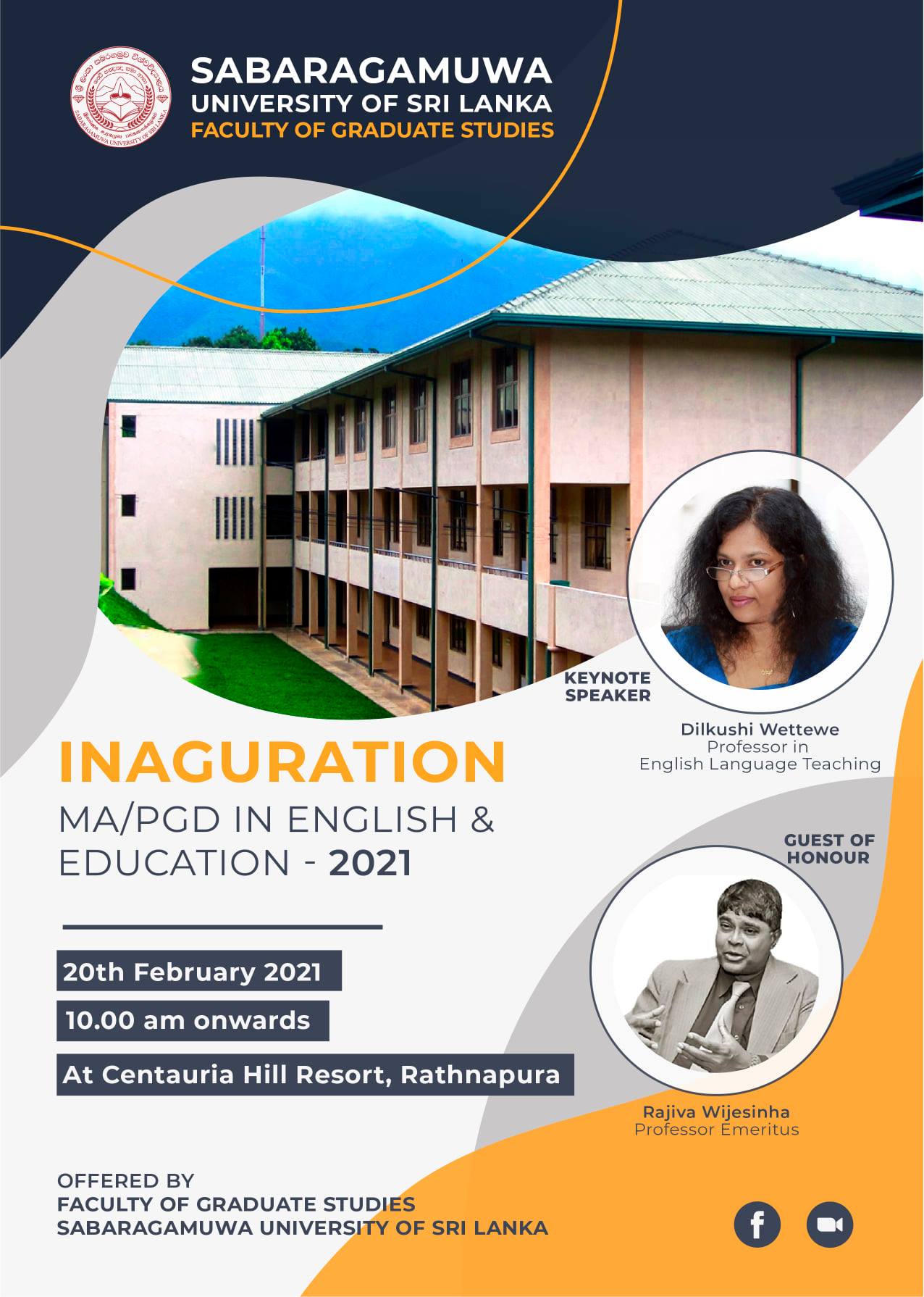 The Inauguration of MA/PGD English & Education 2021