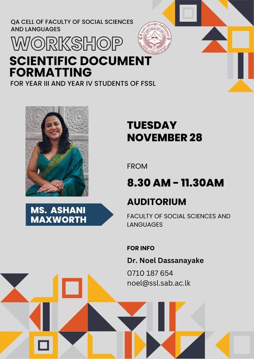 𝐖𝐨𝐫𝐤𝐬𝐡𝐨𝐩 𝐨𝐧 𝐒𝐜𝐢𝐞𝐧𝐭𝐢𝐟𝐢𝐜 𝐃𝐨𝐜𝐮𝐦𝐞𝐧𝐭 𝐅𝐨𝐫𝐦𝐚𝐭𝐭𝐢𝐧𝐠