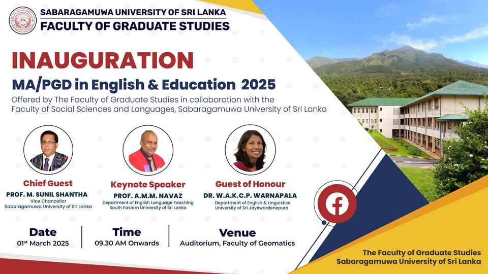 Inauguration Ceremony – MA & PGD in English and Education (2025 Intake)